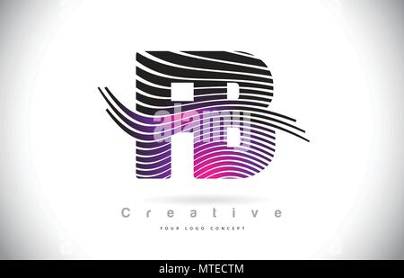 FB F B Purple Letter Logo with Swoosh Design. Creative Magenta Modern ...