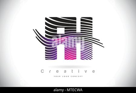 FH F H Letter Logo with Zebra Lines Texture Design Vector Illustration ...