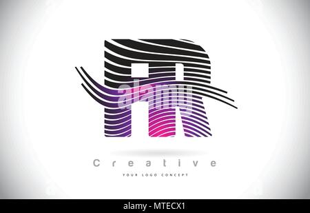 FR F R Letter Logo with Zebra Lines Texture Design Vector Illustration ...