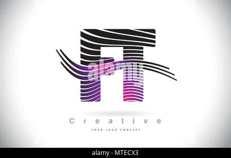 FT F T Letter Logo with Zebra Lines Texture Design Vector Illustration ...