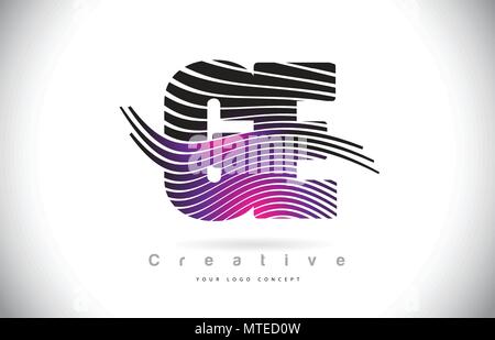 GE G E Purple Letter Logo with Swoosh Design. Creative Magenta Modern ...