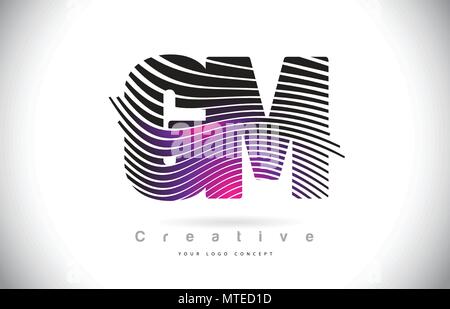 GM G M Letter Logo with Zebra Lines Texture Design Vector Illustration ...