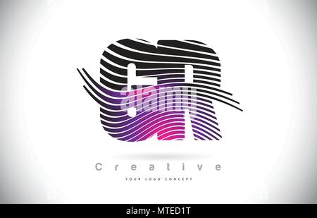 GR G R Purple Letter Logo with Swoosh Design. Creative Magenta Modern ...