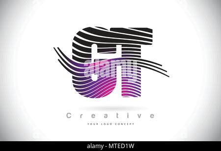 GT G T Purple Letter Logo Design with Creative Liquid Effect Flowing ...