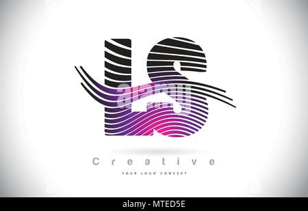 LS L S Purple Letter Logo with Swoosh Design. Creative Magenta Modern ...