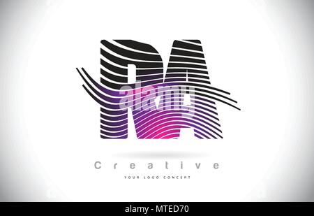 RA R A Purple Letter Logo with Swoosh Design. Creative Magenta Modern ...