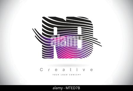 RD R D Purple Letter Logo with Swoosh Design. Creative Magenta Modern ...