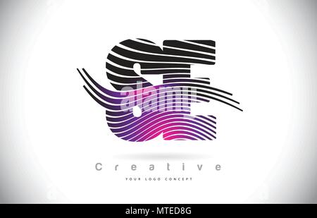 SE Magenta Lines Letter Logo. Creative Line Letters Design Vector ...