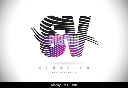 SV S V Purple Letter Logo with Swoosh Design. Creative Magenta Modern ...