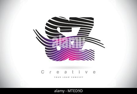 SZ S Z Purple Letter Logo with Swoosh Design. Creative Magenta Modern ...