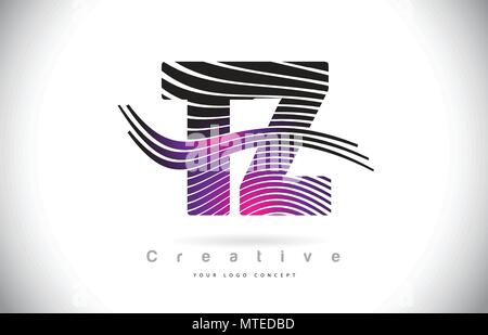 TZ T Z Letter Logo with Zebra Lines Texture Design Vector Illustration ...
