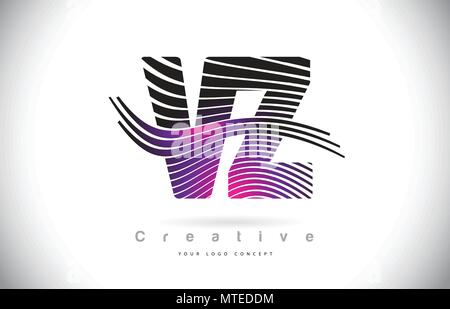 VZ V Z Letter Logo with Zebra Lines Texture Design Vector Illustration ...