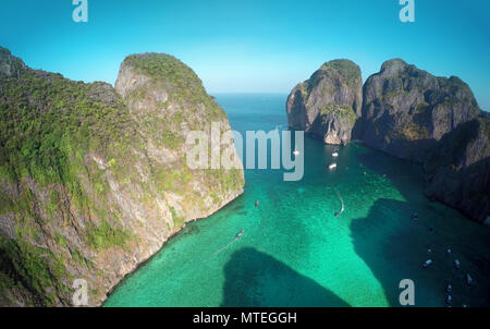 Aerial view on Maya bay in Thailand Stock Photo