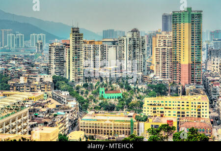 Skyline of Macau, a former Portuguese colony, now an autonomous territory in China Stock Photo