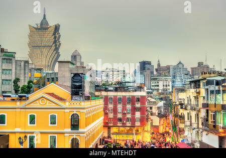 Skyline of Macau, a former Portuguese colony, now an autonomous territory in China Stock Photo