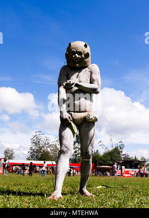 Asaro Mudman tribe man in Mount Hagen festival -17-08-2014 Papua New Guinea Stock Photo