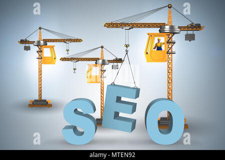 Search engine optimisation concept with crane Stock Photo