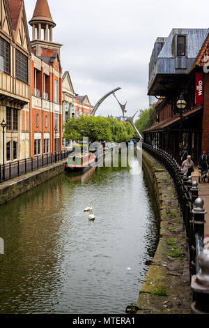 The empowerment sculpture over the river Witham in Lincoln, East Midlands, UK taken on 23 May 2018 Stock Photo