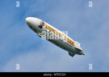 Zeppelin (dirigible) advertising Europa Park, largest theme park in Germany Stock Photo