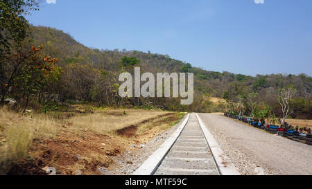 new bamboo train railway track in battambang in cambodia Stock Photo