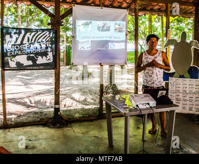 Lecture at Biosphere citizen science project for sea turtles protection in Costa Rica Stock Photo