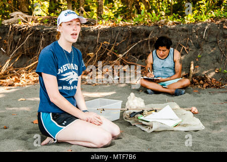 Lecture at Biosphere citizen science project for sea turtles protection in Costa Rica Stock Photo