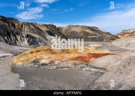 Mountainous desert landscape with colorful rocks and soil Stock Photo