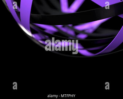 Purple and black rings in the form of sphere on a black background Stock Photo