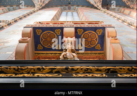 Balcony and kariotida in St. Mary's Church in Krakow. Poland Stock Photo