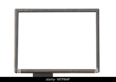 Large blank advertising billboard with black frame on white background Stock Photo