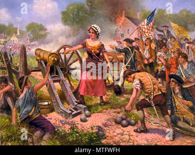 Molly Pitcher, a woman said to have fought in the American Battle of Monmouth, Mary Ludwig Hays McCauley. Molly Pitcher itself may have originated as a nickname given to women who carried water to men on the battlefield during War Stock Photo