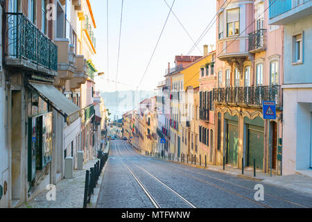 Lisbon historical Old Town street. Portugal Stock Photo