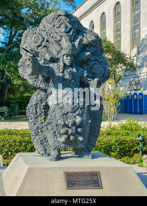 New Orleans, LA. Statue, Allison 'Big Chief Tootie' Montana, a New Orleans cultural icon who acted as the Mardi Gras Indian 'chief of chiefs'. Stock Photo