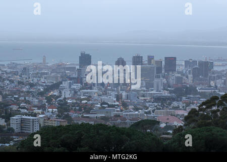 Capetown landscape at dusk from table mountain national park, cape town, south africa Stock Photo