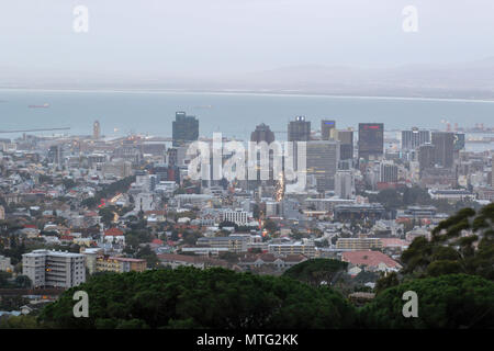 Capetown landscape at dusk from table mountain national park, cape town, south africa Stock Photo