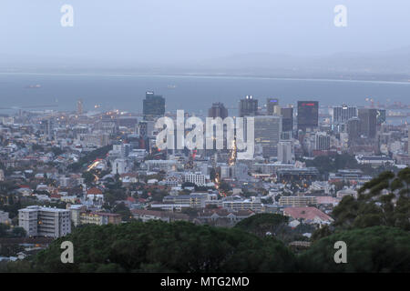 Capetown landscape at dusk from table mountain national park, cape town, south africa Stock Photo