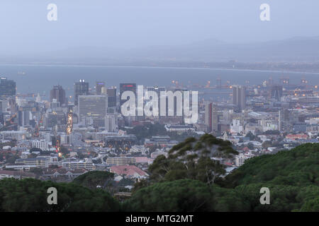 Capetown landscape at dusk from table mountain national park, cape town, south africa Stock Photo