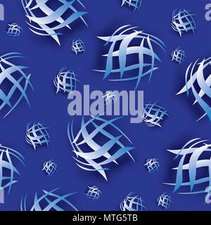 Abstract space fabric texture or wallpaper with gradient and drop shadow on dark blue background Stock Vector
