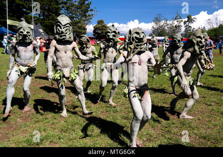 Asaro Mudman tribe man in Mount Hagen festival - 16-08-2014 Papua New Guinea Stock Photo