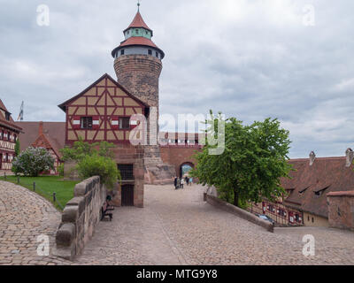 The Sinwell Tower and the Nuremberg Castle (Nürnberger Burg), Germany Stock Photo