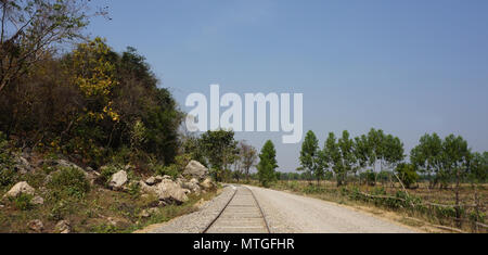 new bamboo train railway track in battambang in cambodia Stock Photo