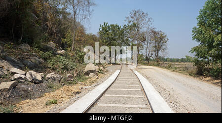 new bamboo train railway track in battambang in cambodia Stock Photo