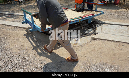 new bamboo train railway track in battambang in cambodia Stock Photo