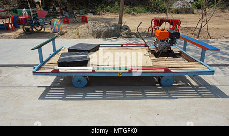 new bamboo train railway track in battambang in cambodia Stock Photo