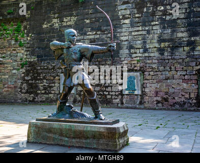 Statue of Robin Hood taken in Nottingham, Nottinghamshire, UK on 23 May 2018 Stock Photo