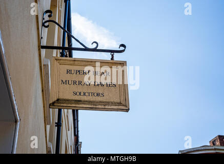 Rubert Bear solicitors business sign taken in Nottingham, Nottinghamshire, UK on 24 May 2018 Stock Photo