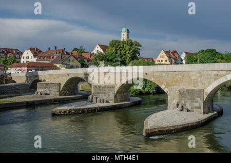 Regensburg is the best-preserved medieval city in Germany. Almost 1,000 monuments are located closely together in the city centre. Stock Photo