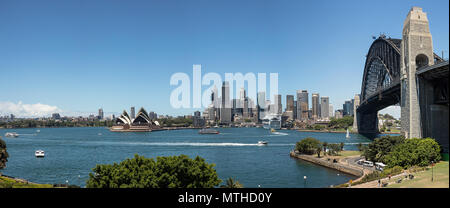 Panoramic view of Sydney skyline and harbour, Sydney, New South Wales, Australia Stock Photo