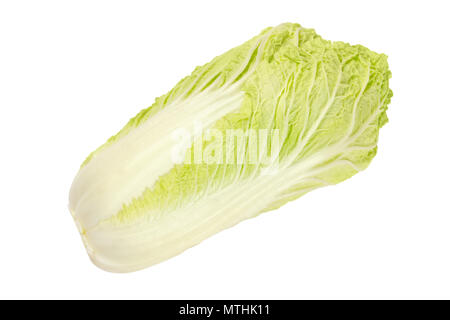 Napa cabbage, Chinese cabbage from above. Also nappa or wombok. Raw, fresh, uncooked and green vegetable. Brassica rapa Perkinensis Group. Macro photo. Stock Photo