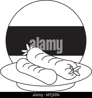 german flag and dish with sausages over white background, vector illustration Stock Vector